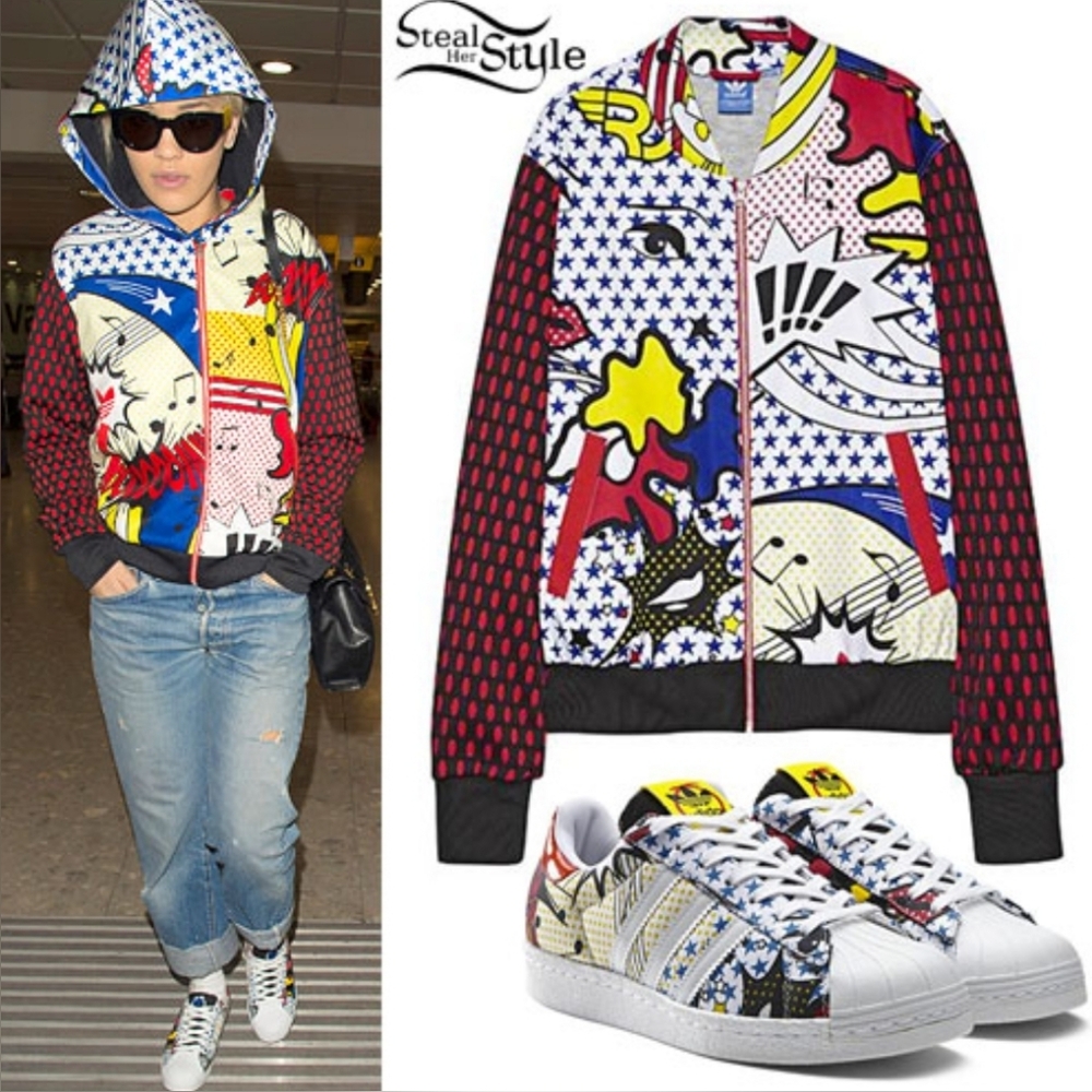 ADIDAS x RITA ORA 2014 HTF Rare Cosmic Cartoon POW Trefoil Track Jacket Med EUC - Picture 2 of 16